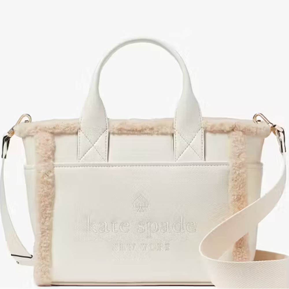 Kate Spade Jett Faux Shearling Logo Small Tote Bag